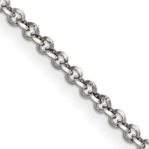 3.2mm Stainless Steel Polished Rolo Chain Necklace, 16 Inch